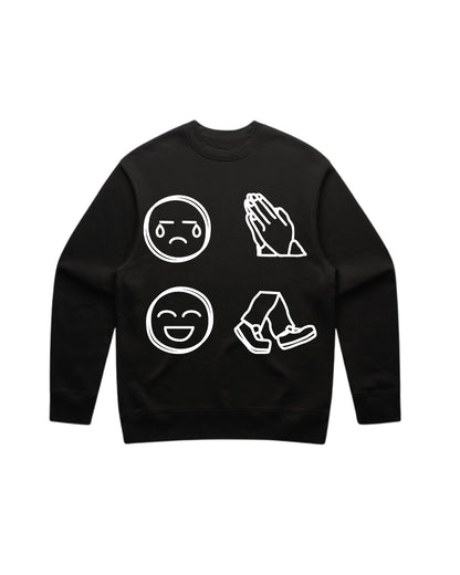 Cry, Pray, Laugh, Keep It Movin' Crewneck with Embroidery Logo on the Back
