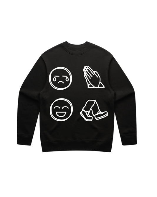 Cry, Pray, Laugh, Keep It Movin' Crewneck with Embroidery Logo on the Back